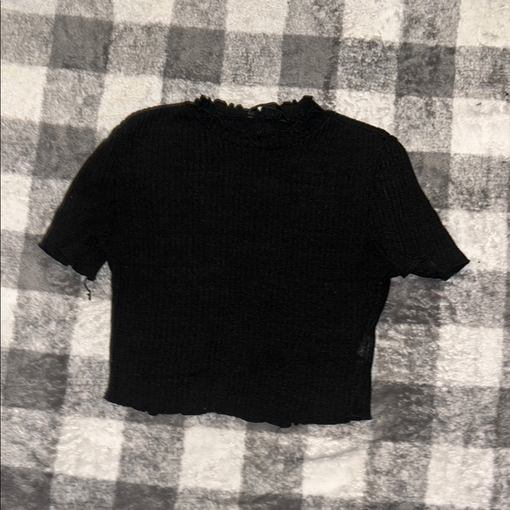 Black Ribbed Knit Top
